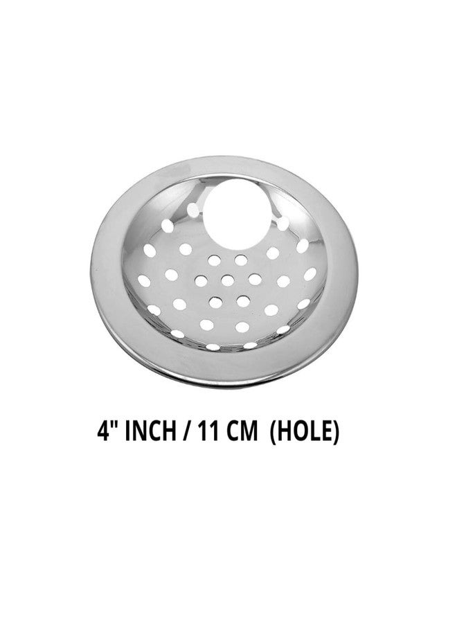 COSWARE Stainless Steel 4" Inch Hole Drain Strainer Chrome Finish Jali for Bathroom & Kitchen (Pack of 2) - Image 2